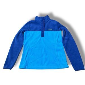 Columbia Benton Springs Fleece Half Snap Pullover Blue Color Block Women’s Sz S